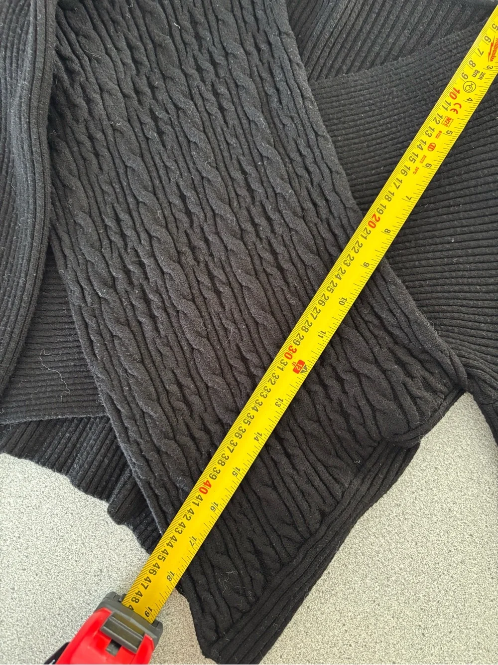 Zara Knit Wrap Sweater Black Textured Balloon Sleeve Small Minimalist Stretchy - Picture 11 of 11
